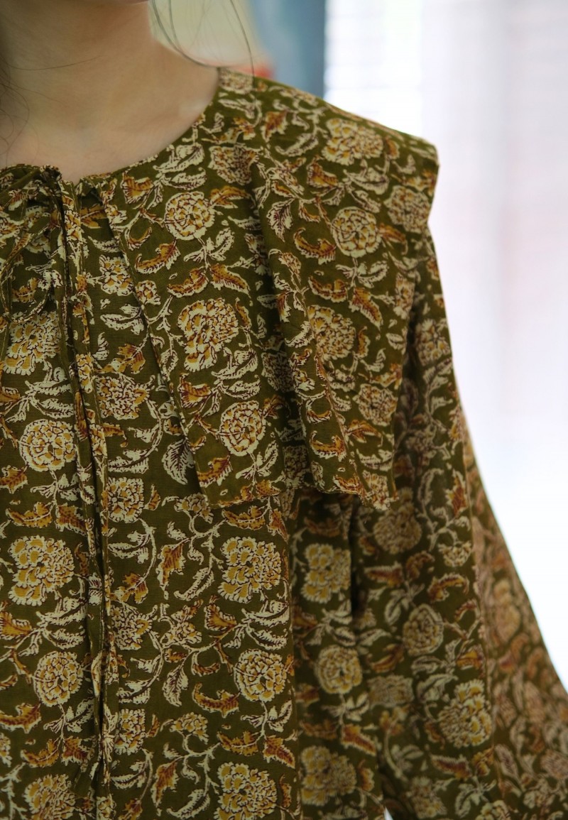 NISSY BLOUSE IN OLIVE BROWN