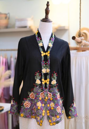 LEIA KEBAYA TOP 6.0 BLACK VINTAGE