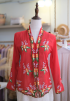 HANA KEBAYA BUTTON  TOP IN RED GREEN