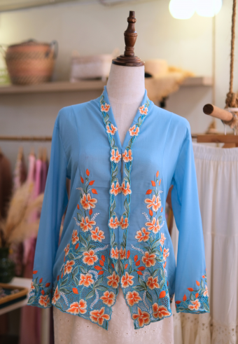 LEIA KEBAYA TOP 6.0 BLUE VINTAGE