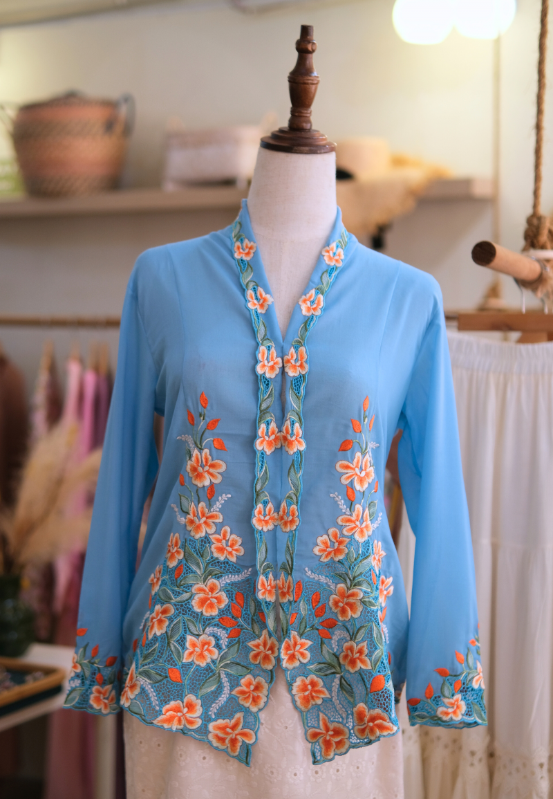 LEIA KEBAYA TOP 6.0 BLUE VINTAGE