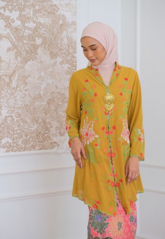 RUA LONG KEBAYA TOP IN MUSTARD YELLOW