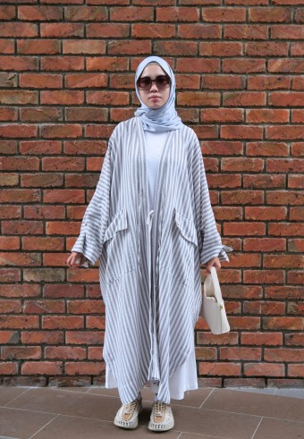 WULAN OUTERWEAR IN GREY STRIPE