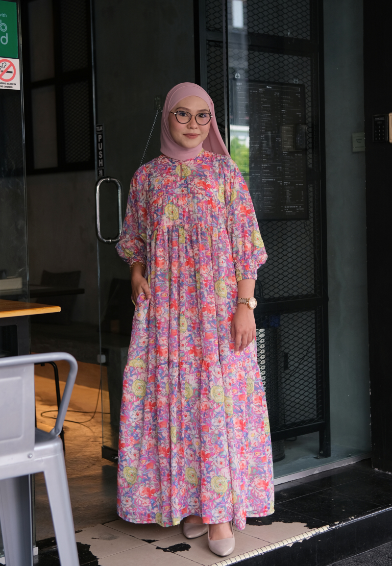 DOVE LONG DRESS IN BRINK OF PINK