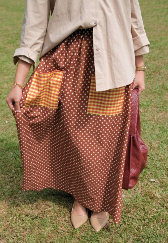 VERA SKIRT IN POLKA BROWN