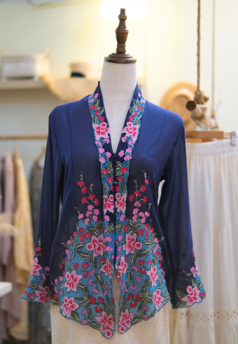 NINA KEBAYA BUTTON TOP 5.0 IN DEPTH BLUE