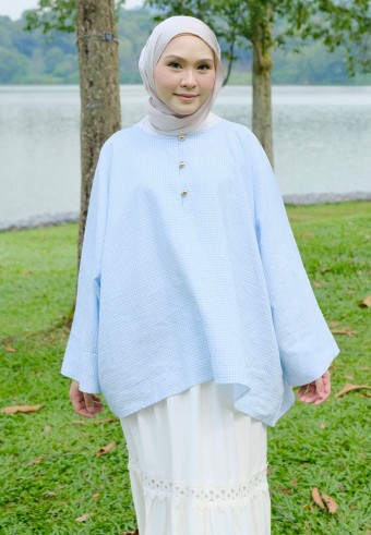 JOYCE BLOUSE IN BLUE CHEKERED