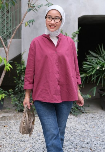 ALLY BUTTON BLOUSE IN MAROON