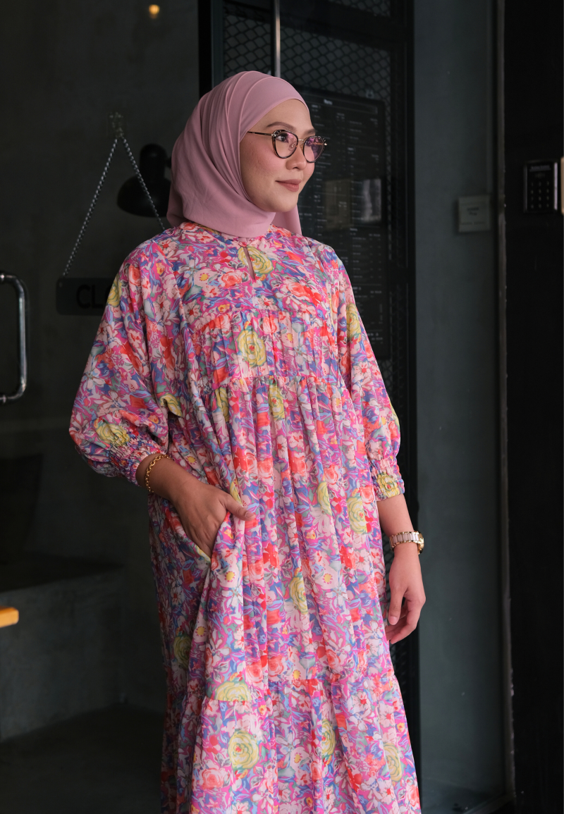 DOVE LONG DRESS IN BRINK OF PINK