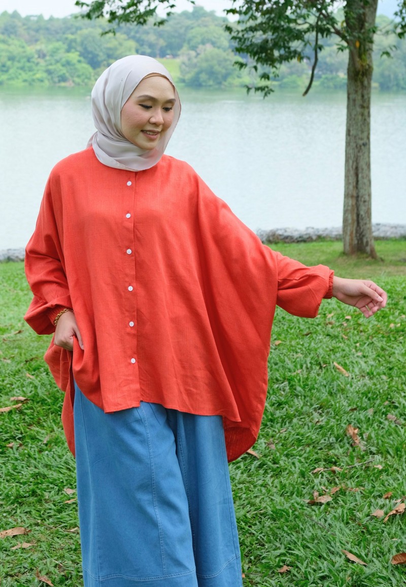 LETITIA BLOUSE IN BRICK ORANGE