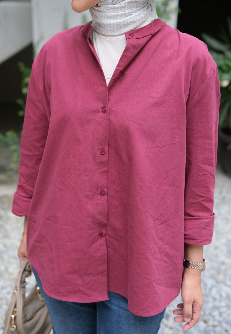 ALLY BUTTON BLOUSE IN MAROON