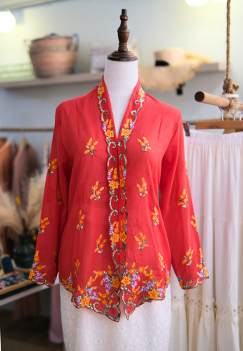 LEIA KEBAYA TOP 6.0 RED ORANGE