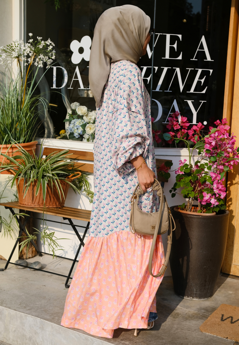 TERRA LONG DRESS IN IVORY TANGERINE