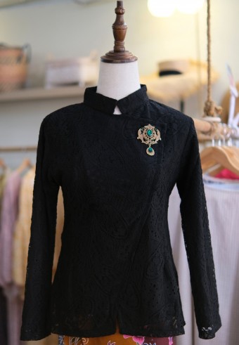 RINA KEBAYA JANGGAN TOP IN CHARCOAL