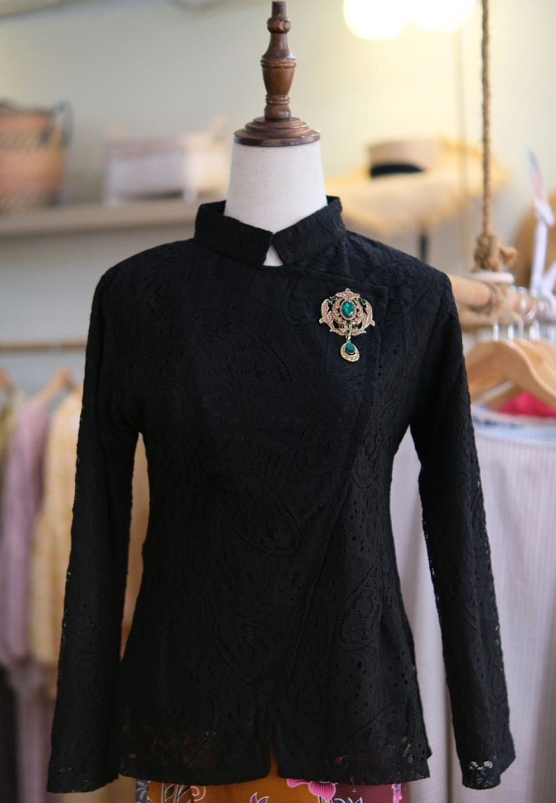 RINA KEBAYA JANGGAN TOP IN CHARCOAL