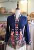 UNA KEBAYA TOP IN NAVY RED