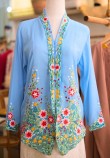 NINA KEBAYA BUTTON TOP IN POWDER BLUE