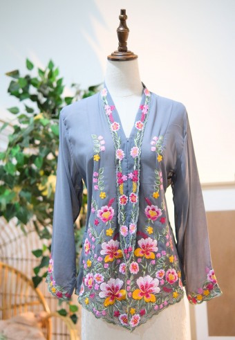 HANA KEBAYA BUTTON  TOP 2.0 GREY MIST