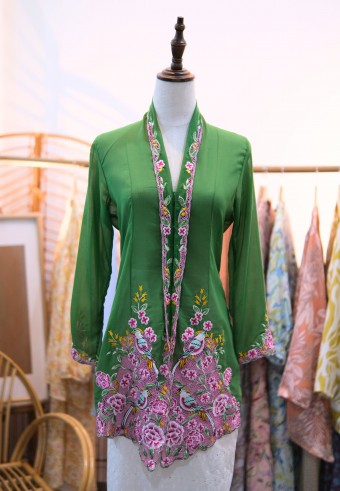 NORA LONG KEBAYA TOP 2.0 IN CANARY