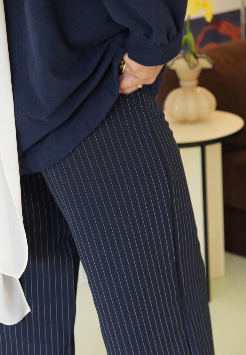 STRIPE PANTS IN DARK BLUE