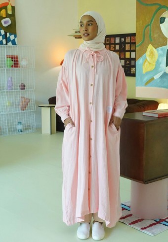 LEORA LONG DRESS IN CORAL PINK
