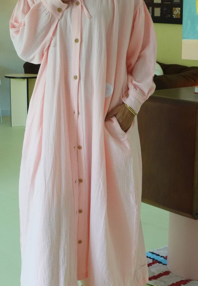 LEORA LONG DRESS IN CORAL PINK