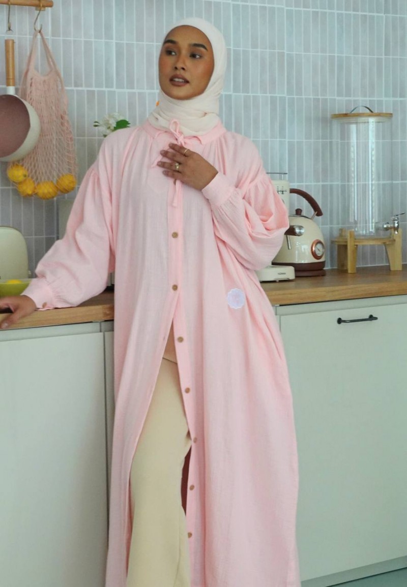 LEORA LONG DRESS IN CORAL PINK