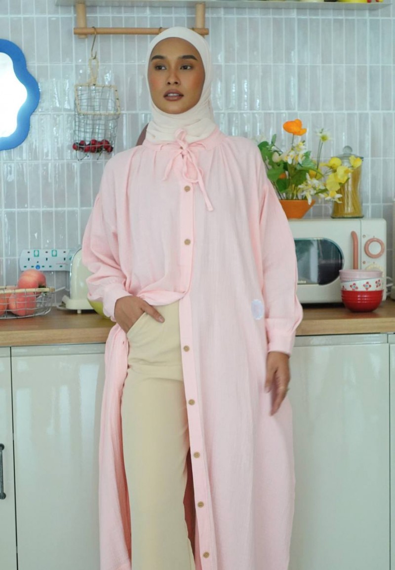 LEORA LONG DRESS IN CORAL PINK