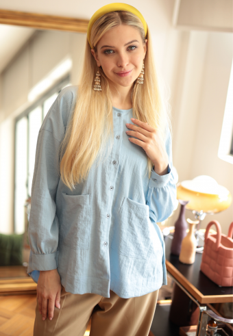 CALISTA BLOUSE IN BLUE ICE